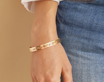Coordinate Bracelet • Custom Location Bracelet • Coordinates Cuff Bracelet • Personalized Bracelet • Anniversary Gift • Wedding Gift • BM06