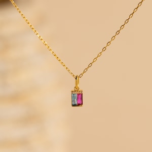 Custom Toi Et Moi Necklace • Duo Baguette Birthstone Necklace • Dainty Gemstone Necklace • Minimalist Jewelry • Personalized Gifts • NM180