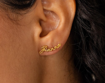 Dainty Name Earrings • Personalized Stud Earrings in Silver & Gold • Minimalist Jewelry • Birthday Gift • Gift For Her • CH08F68