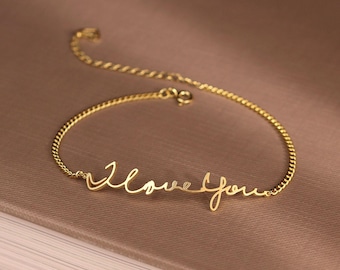 Handwriting Bracelet • Personalized Handwriting Jewelry in Sterling Silver • Signature Charm Bracelet • Grandma Gift • MOTHER'S GIFT • BH01