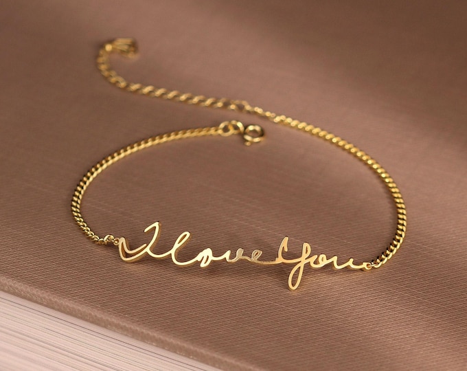 Handwriting Bracelet • Personalized Handwriting Jewelry in Sterling Silver • Signature Charm Bracelet • Grandma Gift • MOTHER'S GIFT • BH01