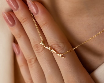 Mama Necklace in Script • Dainty Mom Necklace • Gold Name Necklace for Women • Mother's Charm Necklace • Baby Shower Gift for Her • NR014