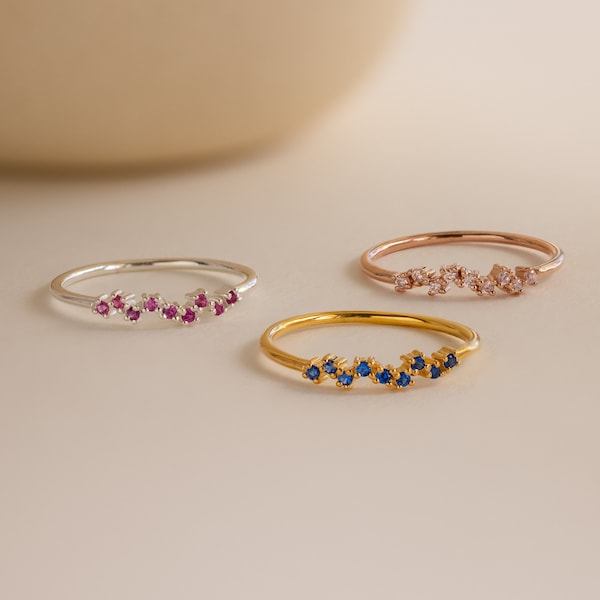 Dainty Cluster Birthstone Ring • Tiny Birthstone Ring • Custom Gemstone Jewelry • Delicate Personalized Ring • Birthday Gift for Her • RM112