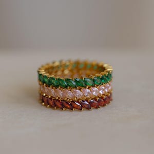 Marquise Eternity Birthstone Ring • Custom Gemstone Band • Stacking Ring for Everyday Wear • Personalized Jewelry • Birthday Gift • RM143