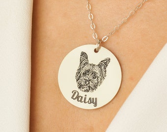 Personalized Pet Necklace • Pet Portrait Charm • Cat Lover Gift • Pet Memorial Gift • Dog Lover Gift • Custom Photo Jewelry • NM20a