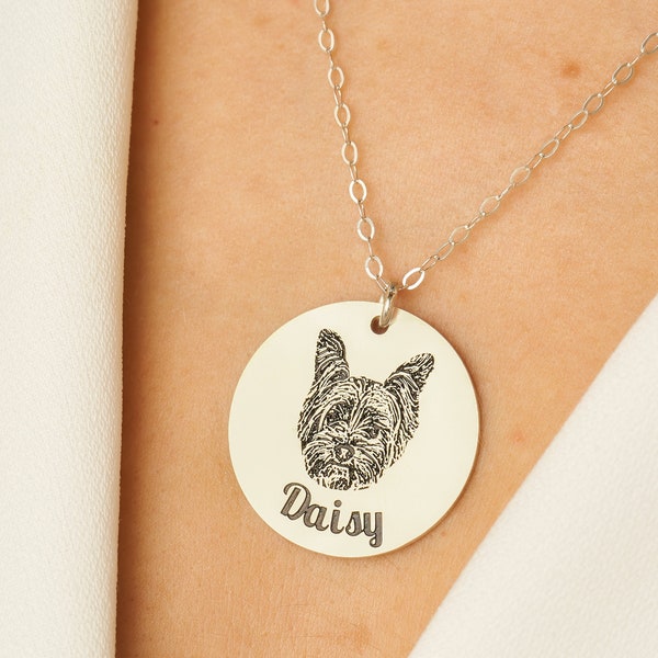 Personalized Pet Necklace • Pet Portrait Charm • Cat Lover Gift • Pet Memorial Gift • Dog Lover Gift • Custom Photo Jewelry • NM20a