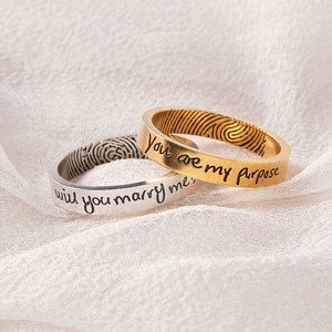 Custom Handwriting Ring • Girlfriend Gift • Actual Fingerprint Ring • Handwriting Jewelry • Personalized Christmas Gift For Her • RM24