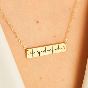 Personalized Heartbeat Necklace • Custom Bar Necklace • Ultrasound Necklace • EKG Necklace • Memorial Gift • Mom Gift • Nurse Gift • NM22