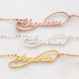 Infinity Name Necklace Personalized Children's Name Necklace Infinity Necklace Christmas Gift New Mom Gift Sister Gift NM15F60 image 1