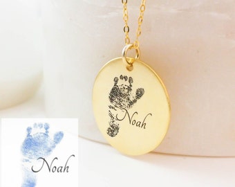 Fingerprint Necklace • Personalized Handprint Fingerprint Necklace • Baby Footprints Necklaces • Meaningful Mother's Day Gifts • NM20