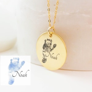 Fingerprint Necklace • Personalized Handprint Fingerprint Necklace • Baby Footprints Necklaces • Meaningful Mother&#39;s Day Gifts • NM20