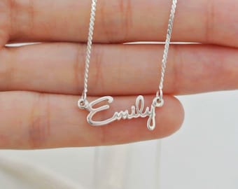 Custom Dainty Name Necklace • Personalized Name Jewelry in Sterling Silver • Your Name Necklace • Bridesmaid Gift • Grandma Gift • NH02F73