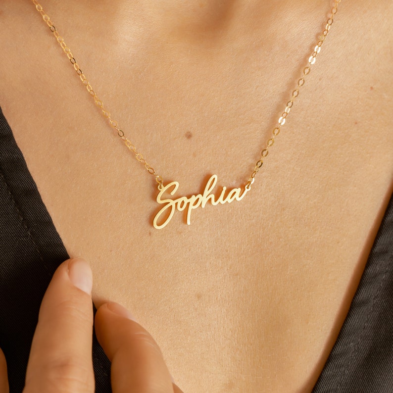 Personalized Name Necklace Script Name Necklace Minimalist Necklace Custom Name Necklace Bridesmaid Gift Gift For Mom NH02F66 image 3