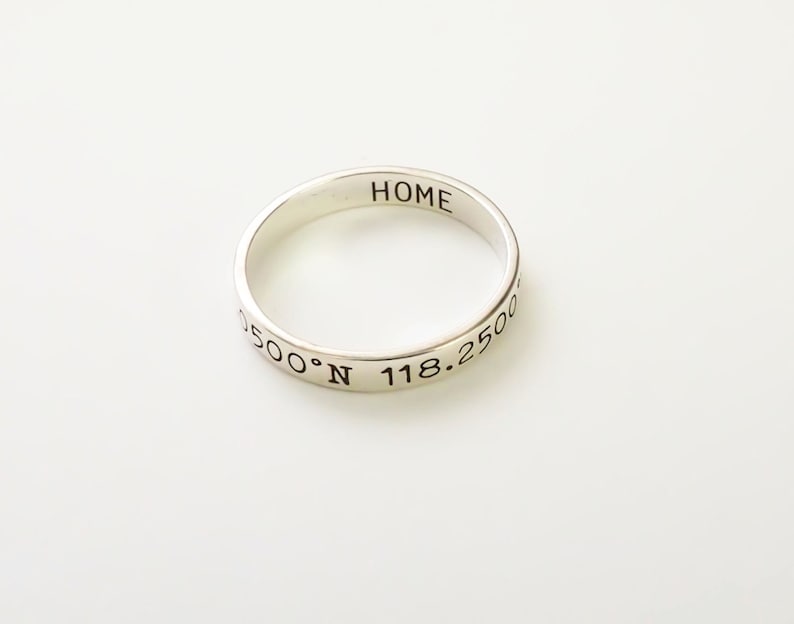 Dainty Coordinates Ring Personalized Skinny Ring in Sterling Silver Gift for Her Longitude Latitude Ring Wedding Jewelry RM22F41 image 4