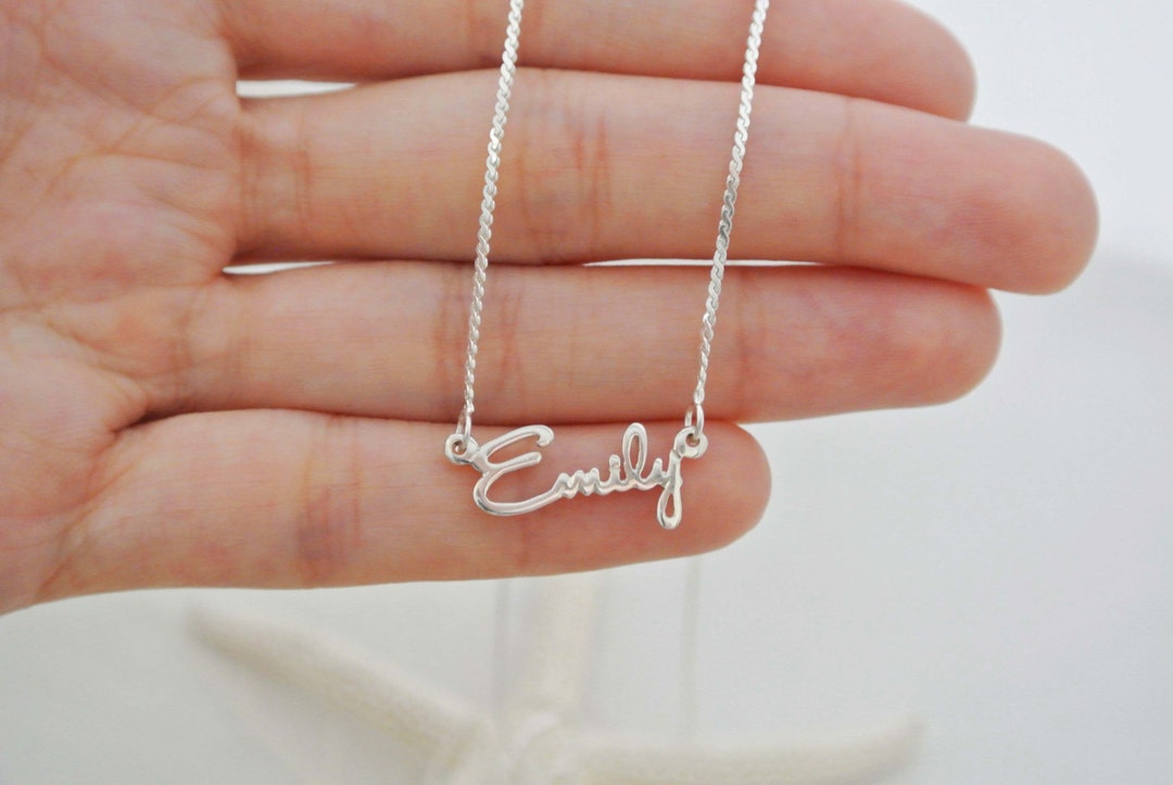 Buy Custom Dainty Name Necklace • Personalized Name Jewelry in Sterling  Silver • Your Name Necklace • Bridesmaid Gift • Grandma Gift • NH02F73  Online
