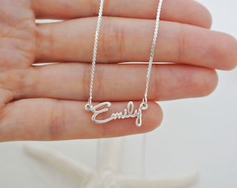 Custom Dainty Name Necklace • Personalized Name Jewelry in Sterling Silver • Your Name Necklace • Bridesmaid Gift • Grandma Gift • NH02F73