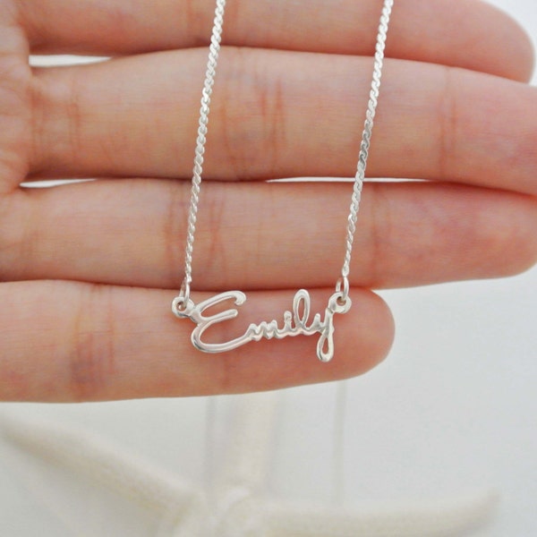 Aangepaste sierlijke naamketting • Gepersonaliseerde naamsieraden in sterlingzilver • Jouw naamketting • Cadeau bruidsmeisje • Cadeau oma • NH02F73