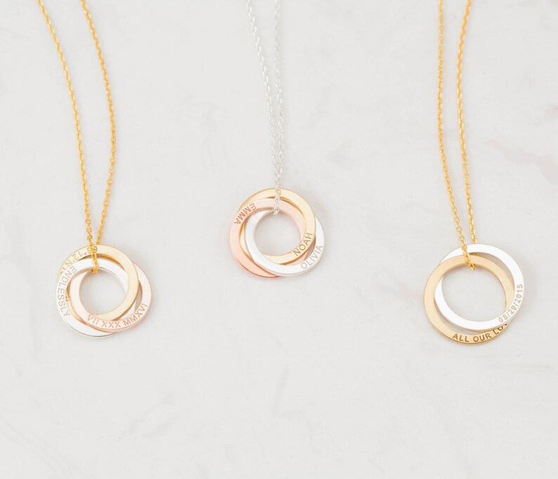 Custom Family Necklace Personalized Linked Circle Necklace Interlocking Ring Jewelry Minimalist Eternity Jewelry Mother Gift NM30F53 image 7