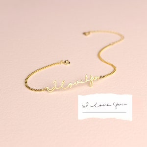 Bracciale con scritta a mano Gioielli personalizzati con scritta a mano in argento sterling Bracciale con ciondoli firmati Regalo della nonna REGALO DELLA MADRE BH01 immagine 2