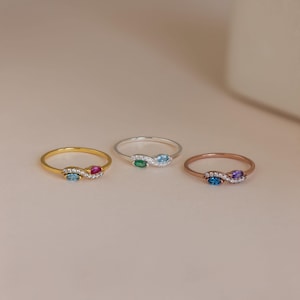 Infinity Duo Birthstone Ring • Custom Marquise Birthstone Ring • Dainty Promise Ring • Personalized Gemstone Jewelry • Gift for Her • RM141