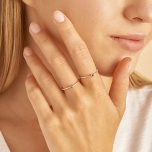 Minimalist Birthstone Ring in Sterling Silver & Gold • Stacking Ring • Custom Gemstone Ring • Personalized Gift for Her • RM45