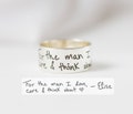 Custom Handwriting Ring • Wide Handwriting Band in Sterling Silver • Keepsake Gift • Wedding Bands • Personalized Gift • Gift for Him • RM23