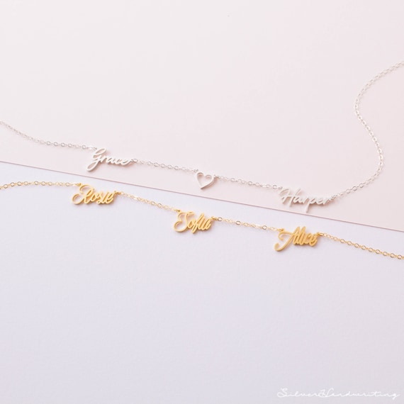 Name Necklace • Dainty Multiple Name Necklace • Childrens Names