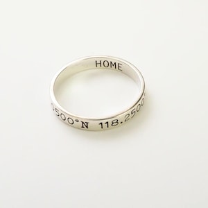 Custom Coordinates Ring • Personalized Stackable Name Ring • Longitude Latitude Jewelry • Best Friend Gift • Mom Christmas Gift • RM22F41
