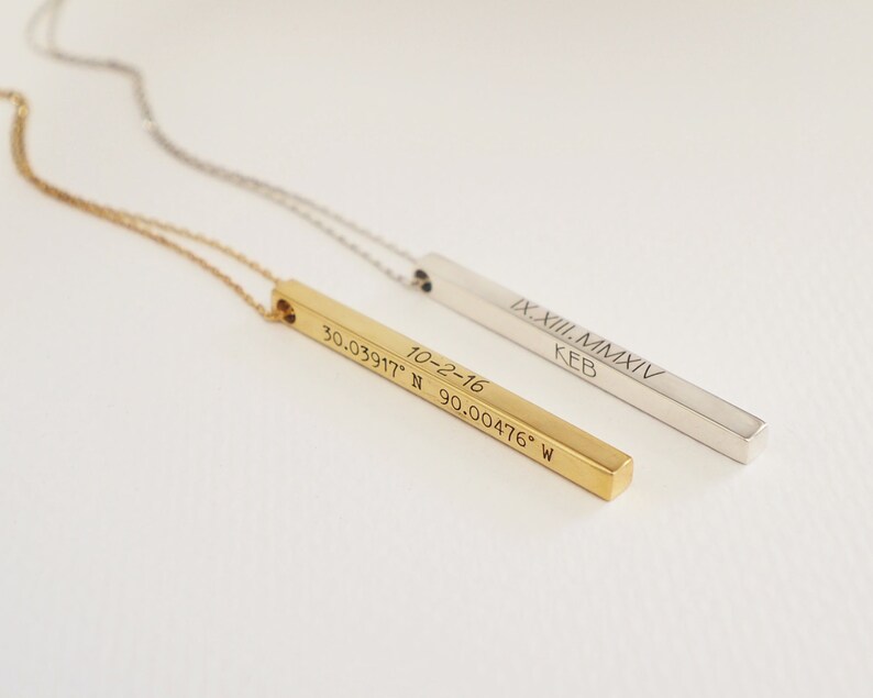 Custom Name Bar Necklace Minimalist Name Jewelry in Silver, Gold, Rose Gold Layering Bar Charm Necklace Bridesmaid Gift NM21F41 image 2