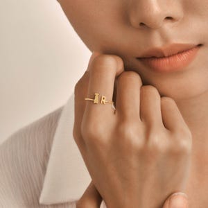 Dainty Pet Initial Ring • Custom Letter Ring • Stacking Ring in Silver & Gold • Personalized Jewelry • Dog Mom Gift • RM74F43