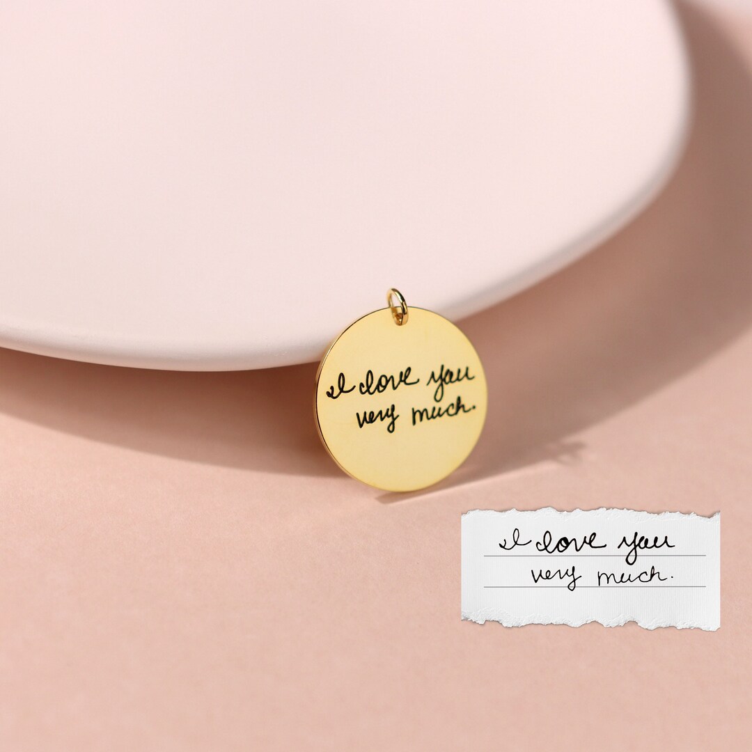 Custom Engraved Charm Memorial Handwriting Jewelry Sentimental Handmade