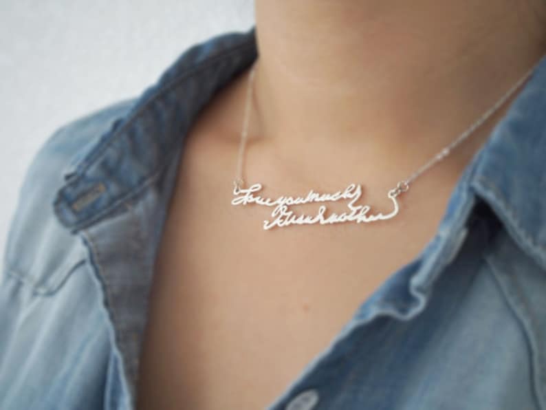 Handwriting Necklace Personalized Signature Jewelry in Sterling Silver Memorial Jewelry Custom Anniversary Gift Gift For Her NH01 image 3