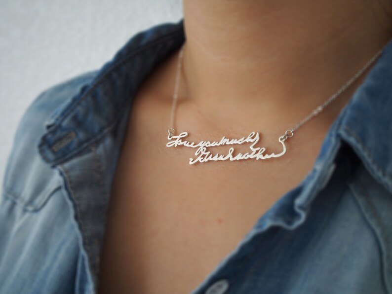Actual Handwriting Necklace Personalized Handwriting Jewelry Etsy