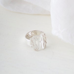 Personalized Initials Ring Custom Monogram Jewelry Thick Statement Name Ring in Sterling Silver & Rose Gold Wedding Jewelry RH04 image 3