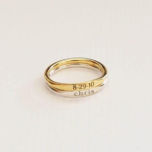 Personalized Skinny Name Ring in Sterling Silver • Stackable Ring • Custom Engraved Date Ring • MOTHERS RING • Christmas Gifts • RM21F41