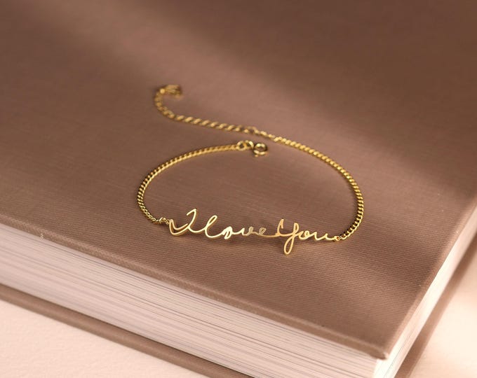 Handwriting Bracelet • Personalized Handwriting Jewelry in Sterling Silver • Signature Charm Bracelet • Grandma Gift • MOTHER'S GIFT • BH01