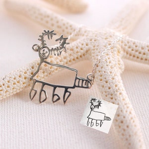 Children's Drawing Necklace Kid's Art Necklace Personalized Sterling Silver Necklace Child Artwork Gift for Mom and Grandma NH01 image 2