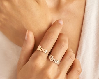 Bold Name Ring • Old English Name Ring • Custom Name Ring • Statement Ring • Personalized Gift For Her • RM02F69