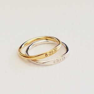 Custom Skinny Name Ring • Personalized Stackable Rings in Sterling Silver • Custom Minimalist Ring • Message Ring • Bridesmaids Gift RM21F41