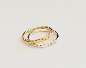 Custom Skinny Name Ring • Personalized Stackable Rings in Sterling Silver • Custom Minimalist Ring • Message Ring • Bridesmaids Gift RM21F41
