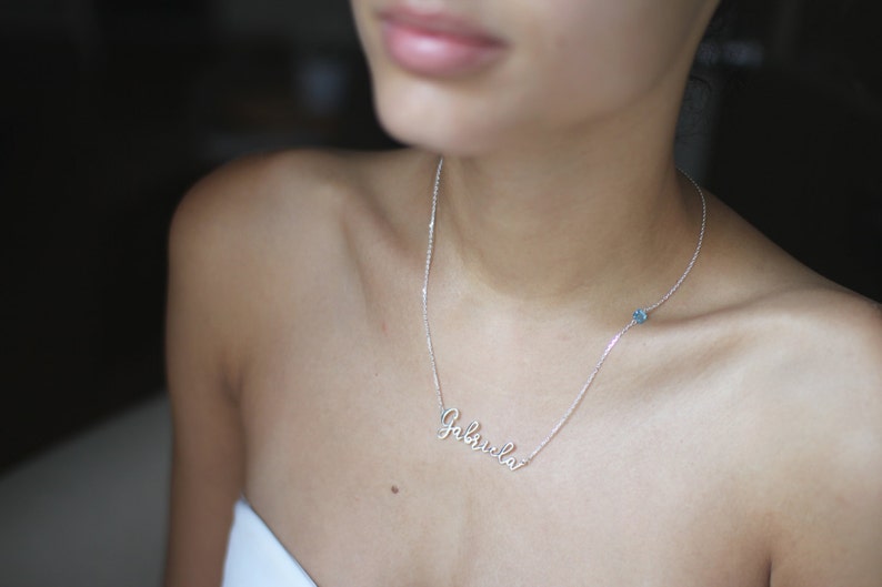 Personalized Name Necklace in Sterling Silver Dainty Name Jewelry Bridesmaid Gift Custom Baby Girl Jewelry New Mom Gift NH02F30 image 3