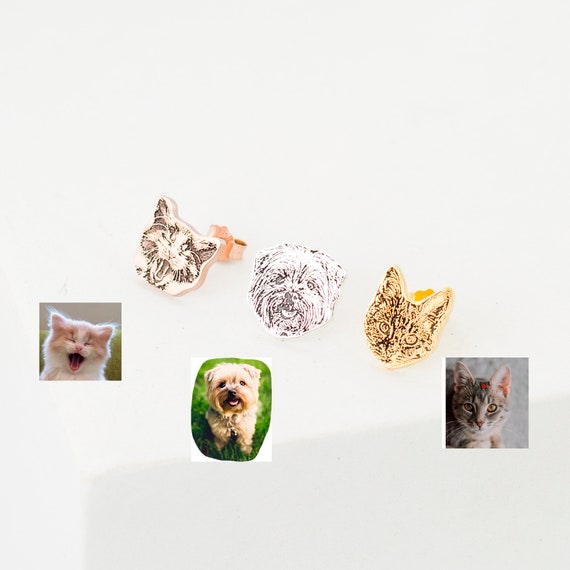 Custom Pet Jewelry • Pet Photo Stud Earrings • Personalized Dog or Cat Earrings for Pet Lovers • Pet Memorial Gift • Cat Lover Gift • CM41
