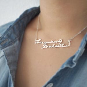 Handwriting Necklace • Personalized Signature Jewelry in Sterling Silver • Memorial Jewelry • Custom Anniversary Gift • Gift For Her • NH01 image 3