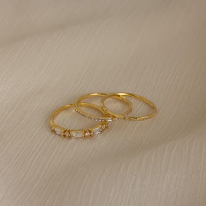 Diamond Ring Set • Set of 3 Stacking Rings • Dainty Minimalist Rings • Crystal Gemstone Ring Set • Wedding Jewelry • Girlfriend Gift • RR109