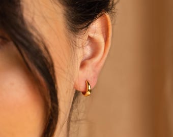 Kleine oorringen • Fijne oorringen • Gouden en zilveren oorringen met scharnieren • Minimalistische zomersieraden • Verjaardagscadeau voor haar • ER056