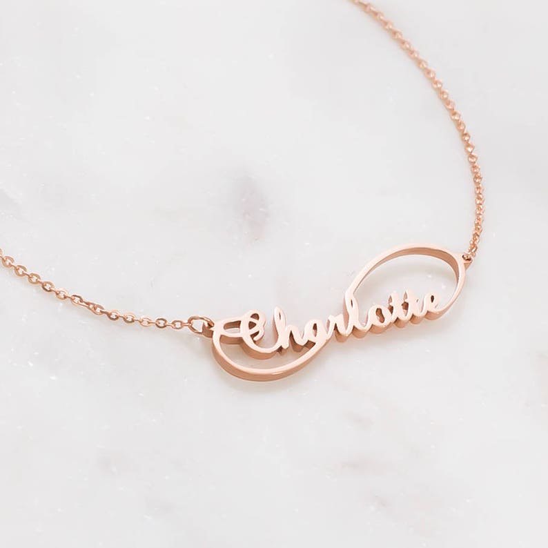 Infinity Name Necklace Personalized Children's Name Necklace Infinity Necklace Christmas Gift New Mom Gift Sister Gift NM15F60 image 2