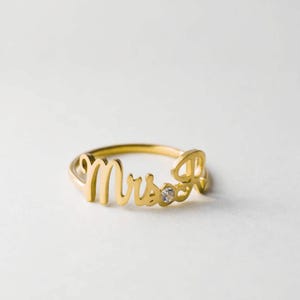 Future Mrs Initials Ring • Personalized Name Ring with Birthstone • Custom Minimalist Name Ring • Wedding Gift • Mother's Gift RM39F7
