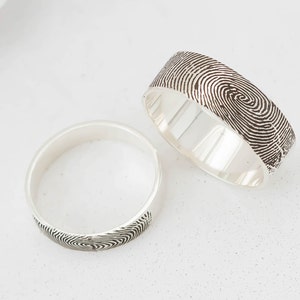 Actual Fingerprint Ring • Personalized Fingerprint Jewelry • Custom Handwriting Ring • Wedding Band • Christmas Gift for Dad • RM23