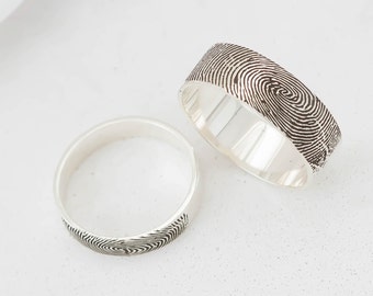 Actual Fingerprint Ring • Personalized Fingerprint Jewelry • Custom Handwriting Ring • Wedding Band • Christmas Gift for Dad • RM23