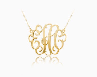 Custom Monogram Jewelry in Sterling Silver, Gold, & Rose Gold • Dainty Monogram Initials Necklace • Bridesmaid Gifts • Gifts for Mom • NH10